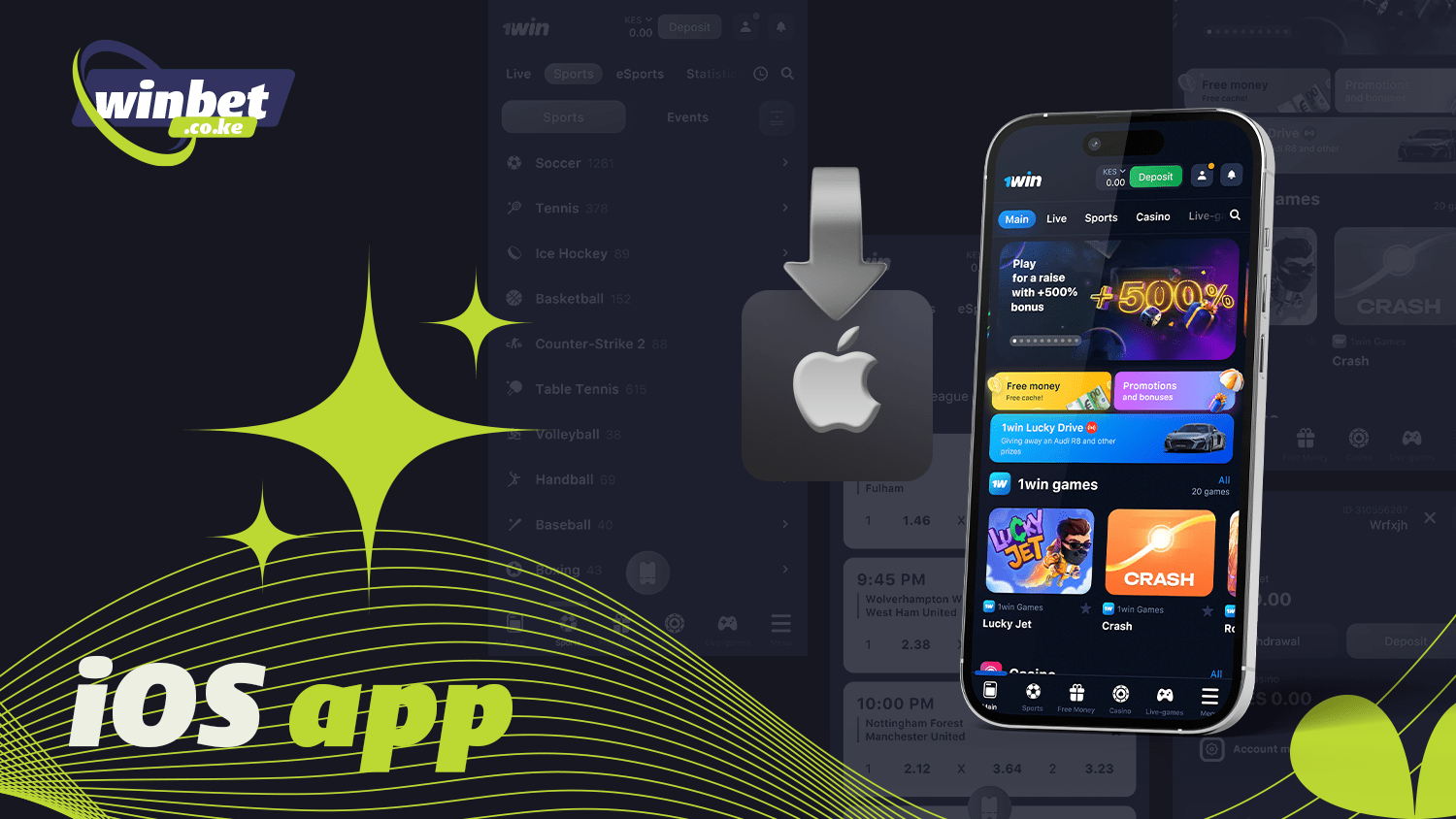 The 1win app can be downloaded on the iOS platform