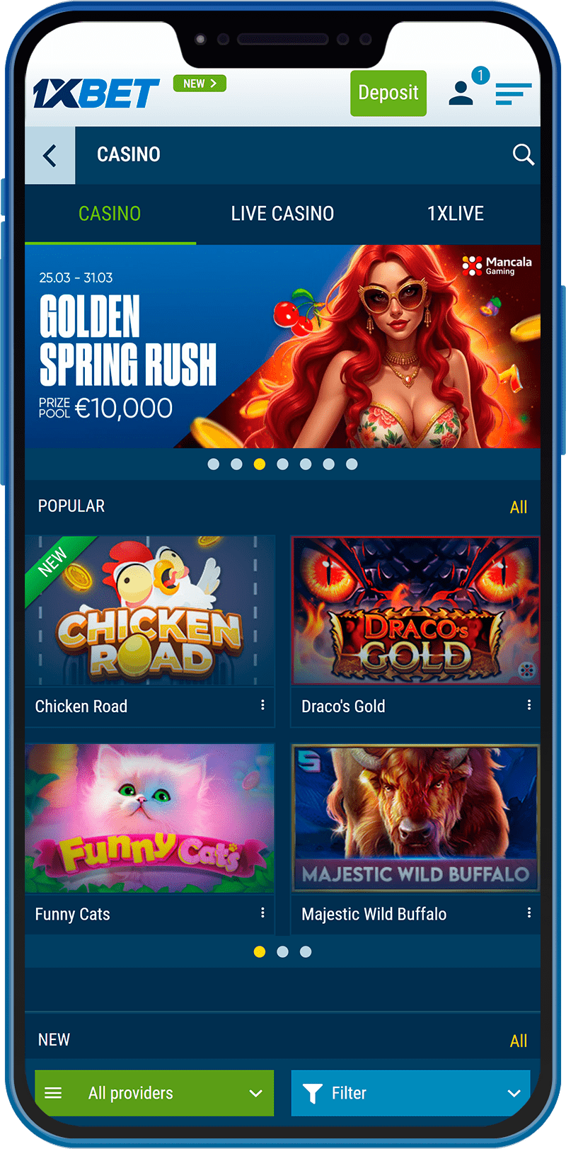 1xBet mobile app casino in Kenya