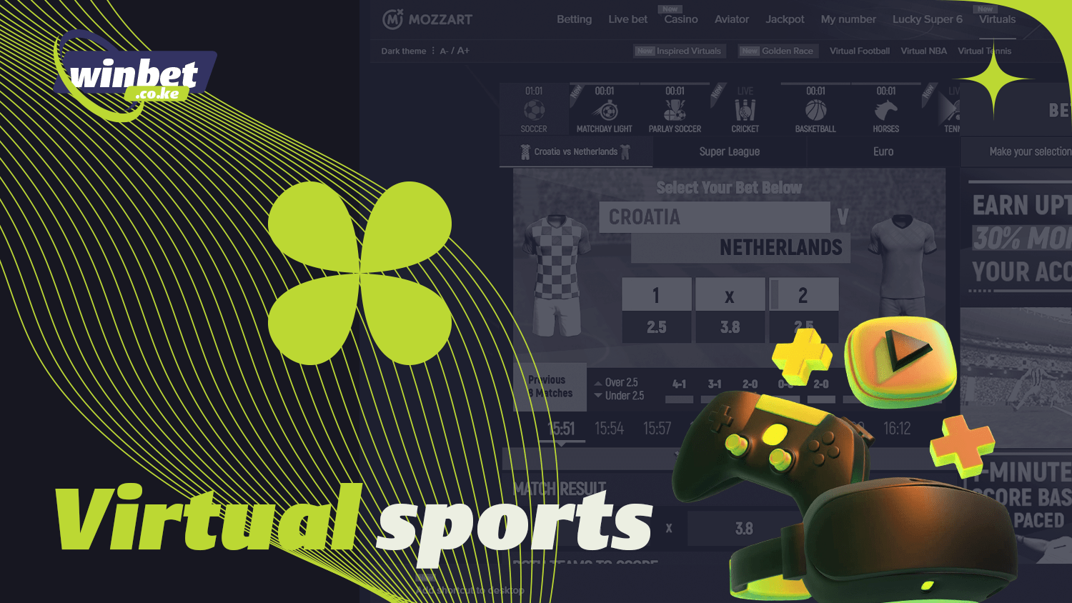 It is possible for players to bet on virtual sports at Mozzartbet