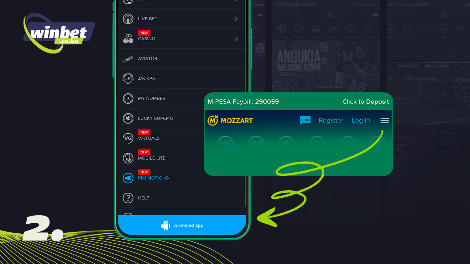 Go to the main menu to download Mozzartbet app on android