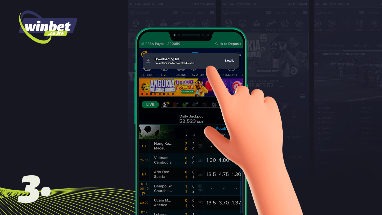 Wait for the download before installing the Mozzartbet app