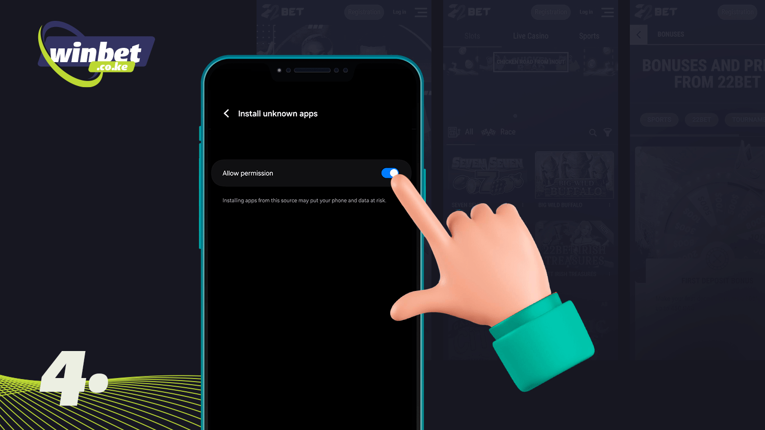 To download the 22Bet app, allow unknown apps