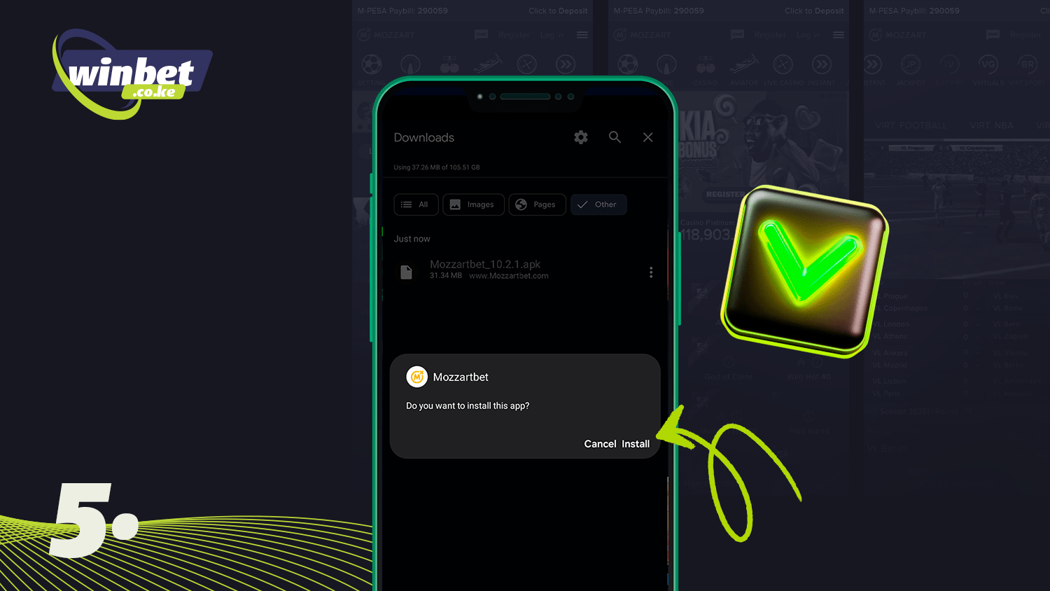 Start installing the Mozzartbet app on Android