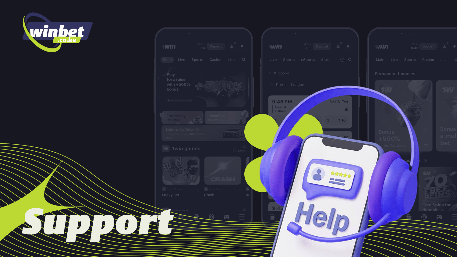 Contact the support team in the 1win app