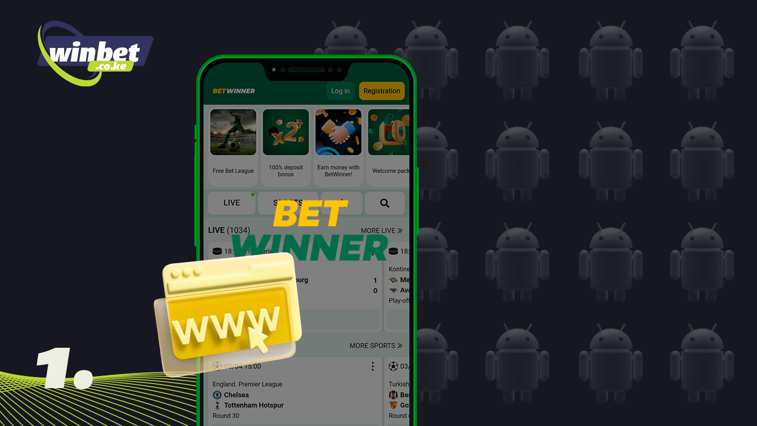 To download Betwinner app on android visit the official website
