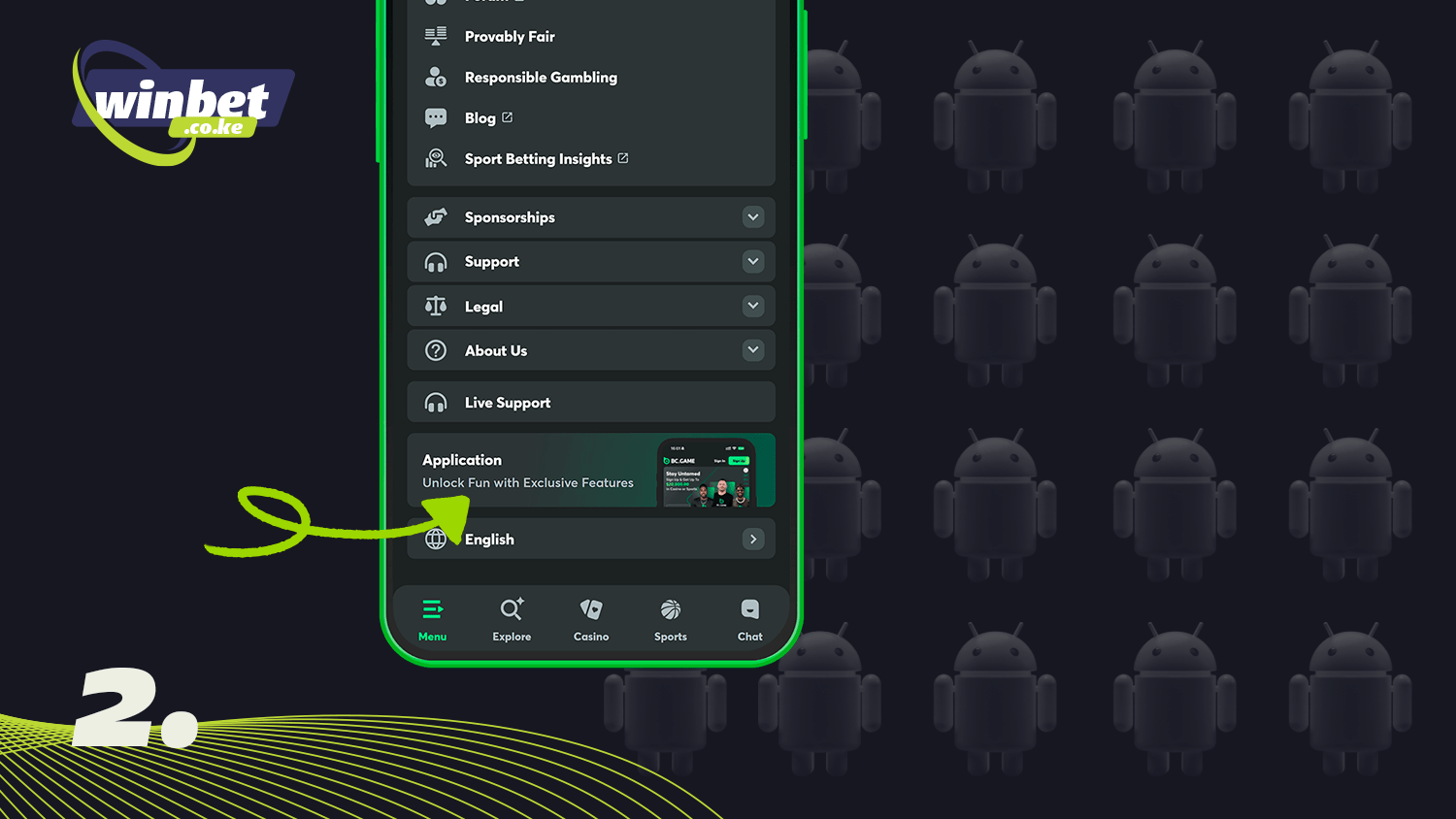 Go to the main menu BC.Game for download on android