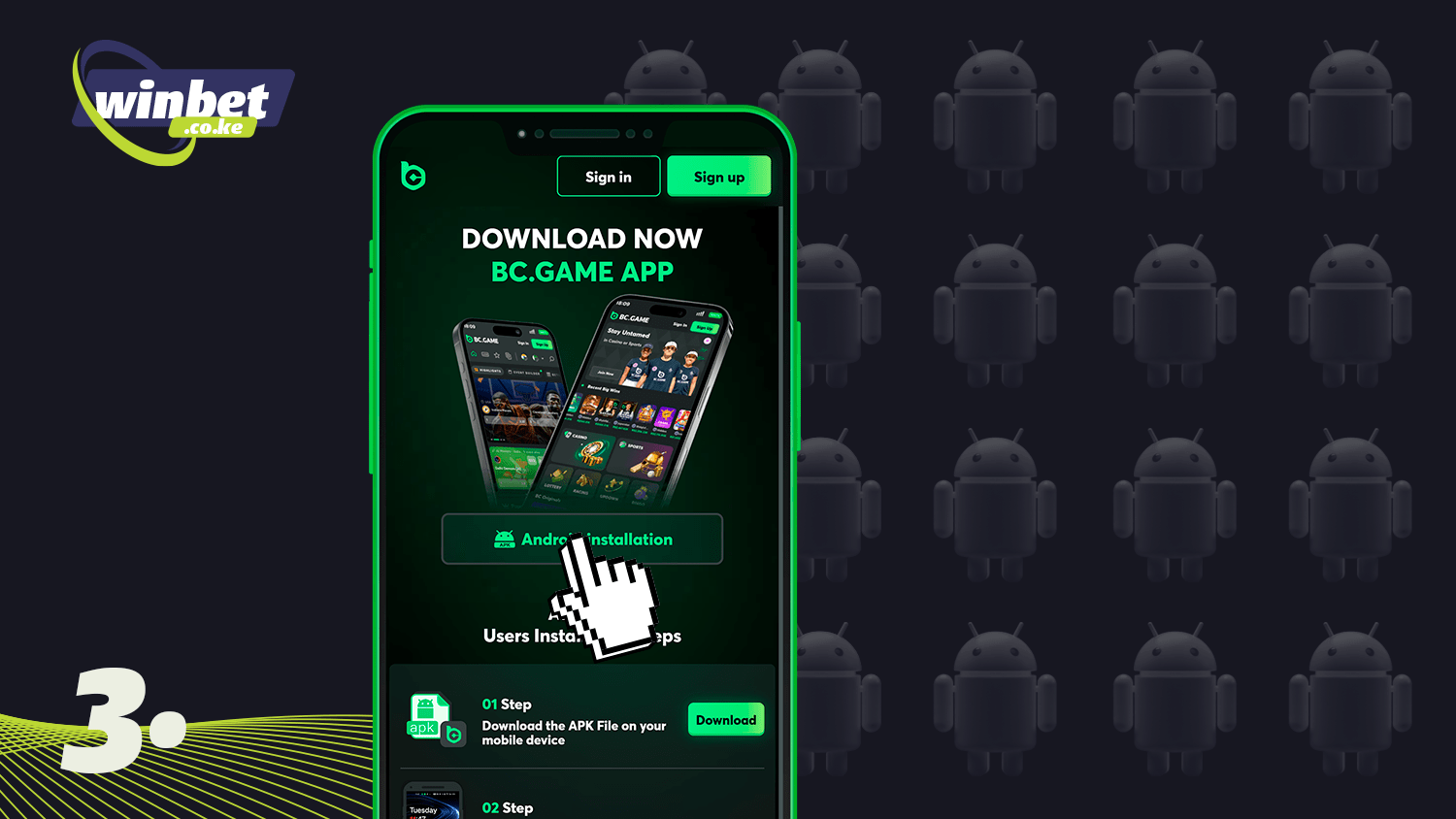 Click the appropriate button to download BC.Game app on android