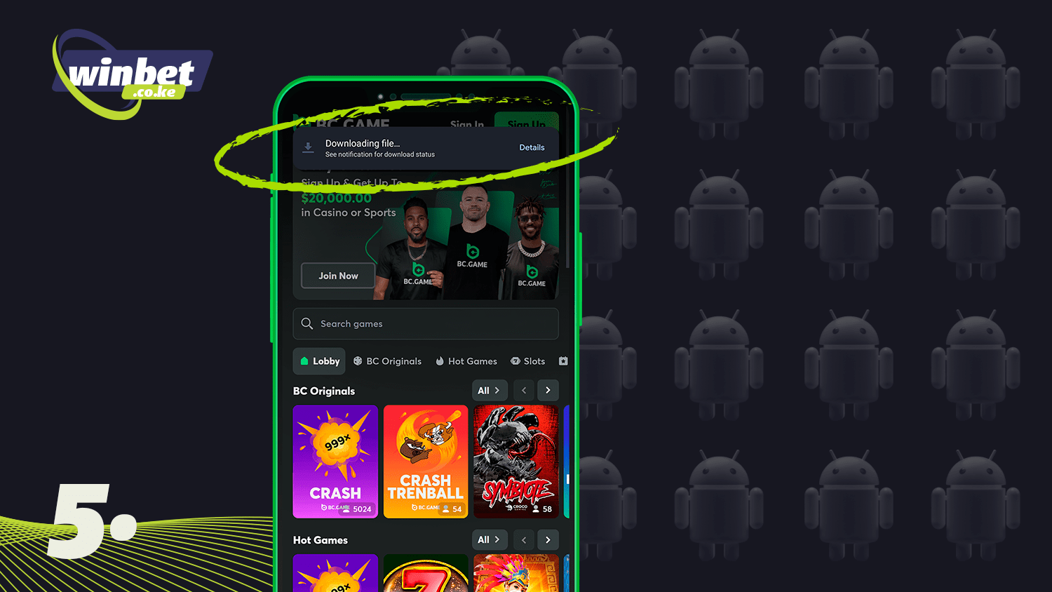 Wait for the download before installing the BC.Game app