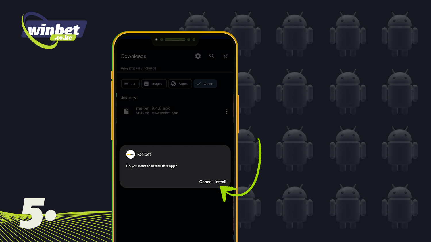 Confirm the download of the Melbet app