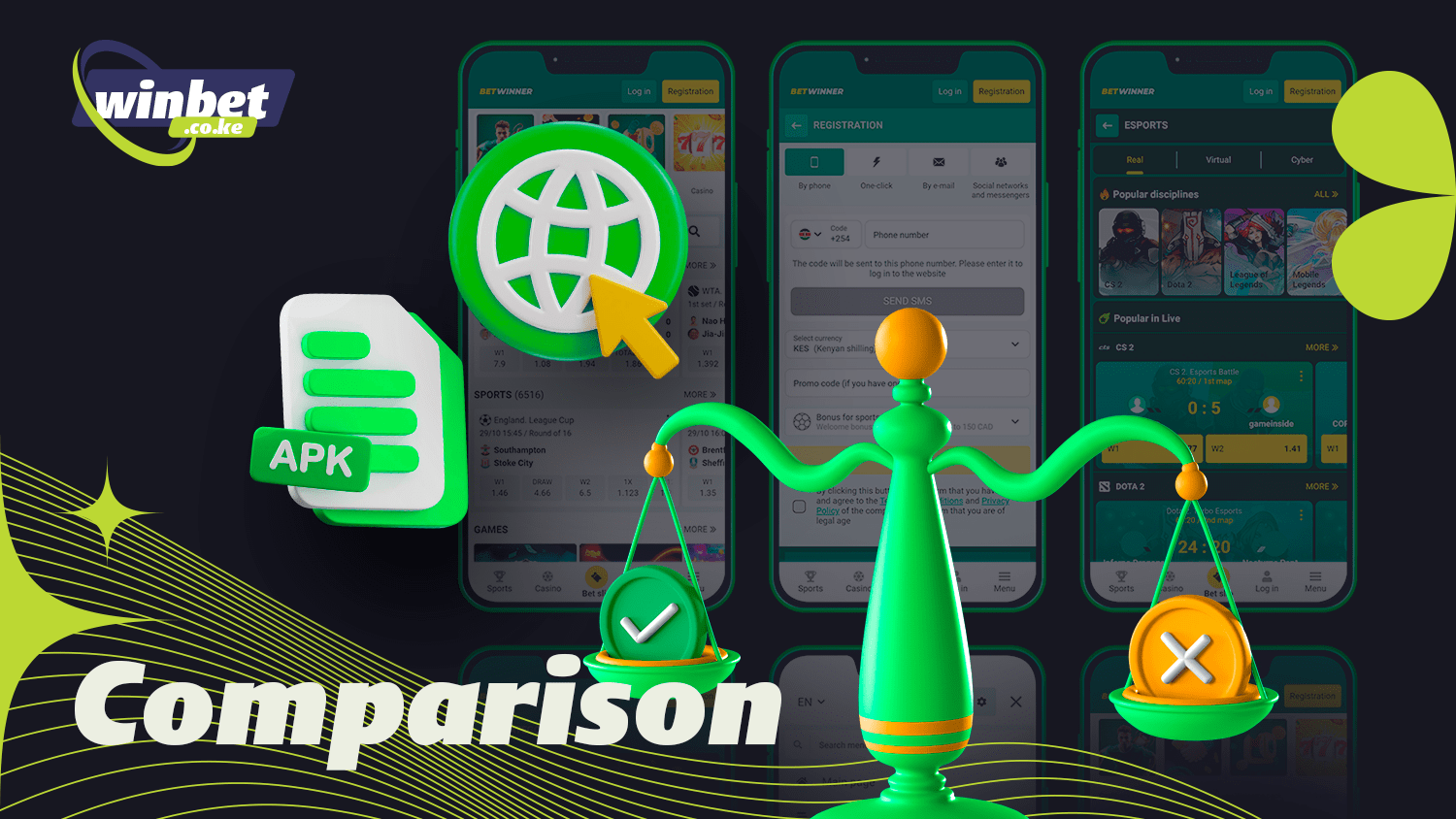 Compare Betwinner website and mobile app