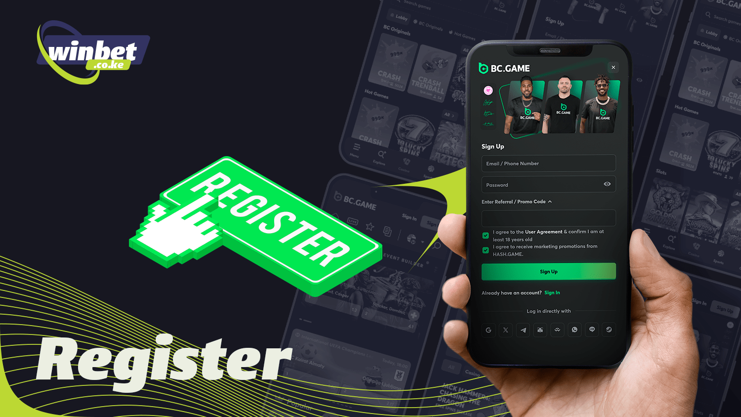 Register to use BC.Game mobile application