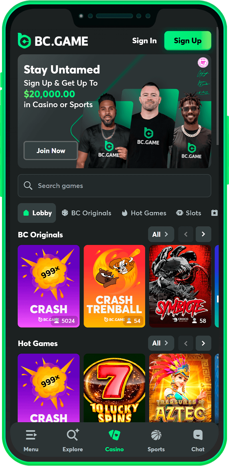 BC.Game Kenya app home page