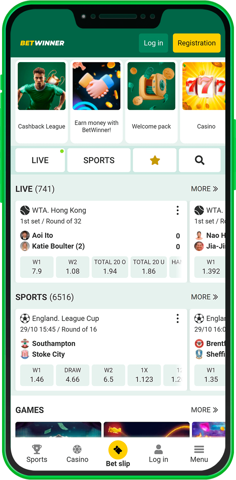 Betwinner Kenya app home page
