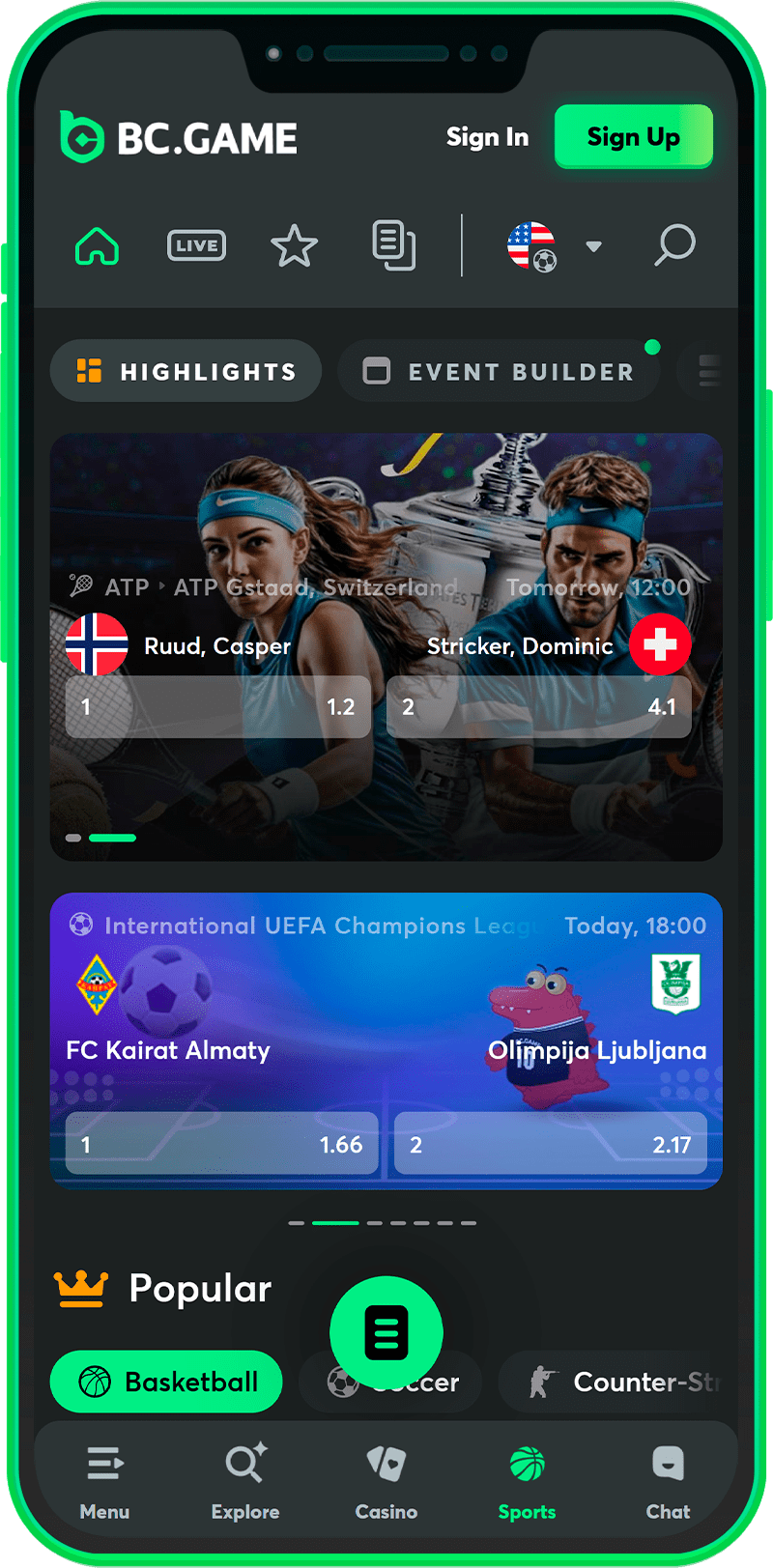 Betting on sports on the BC.Game app in Kenya