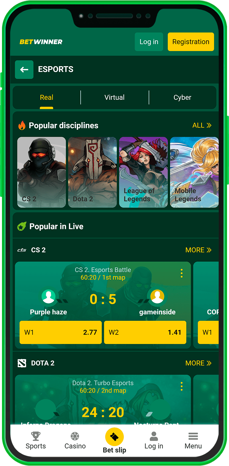 Betting on eSport in the Betwinner mobile app