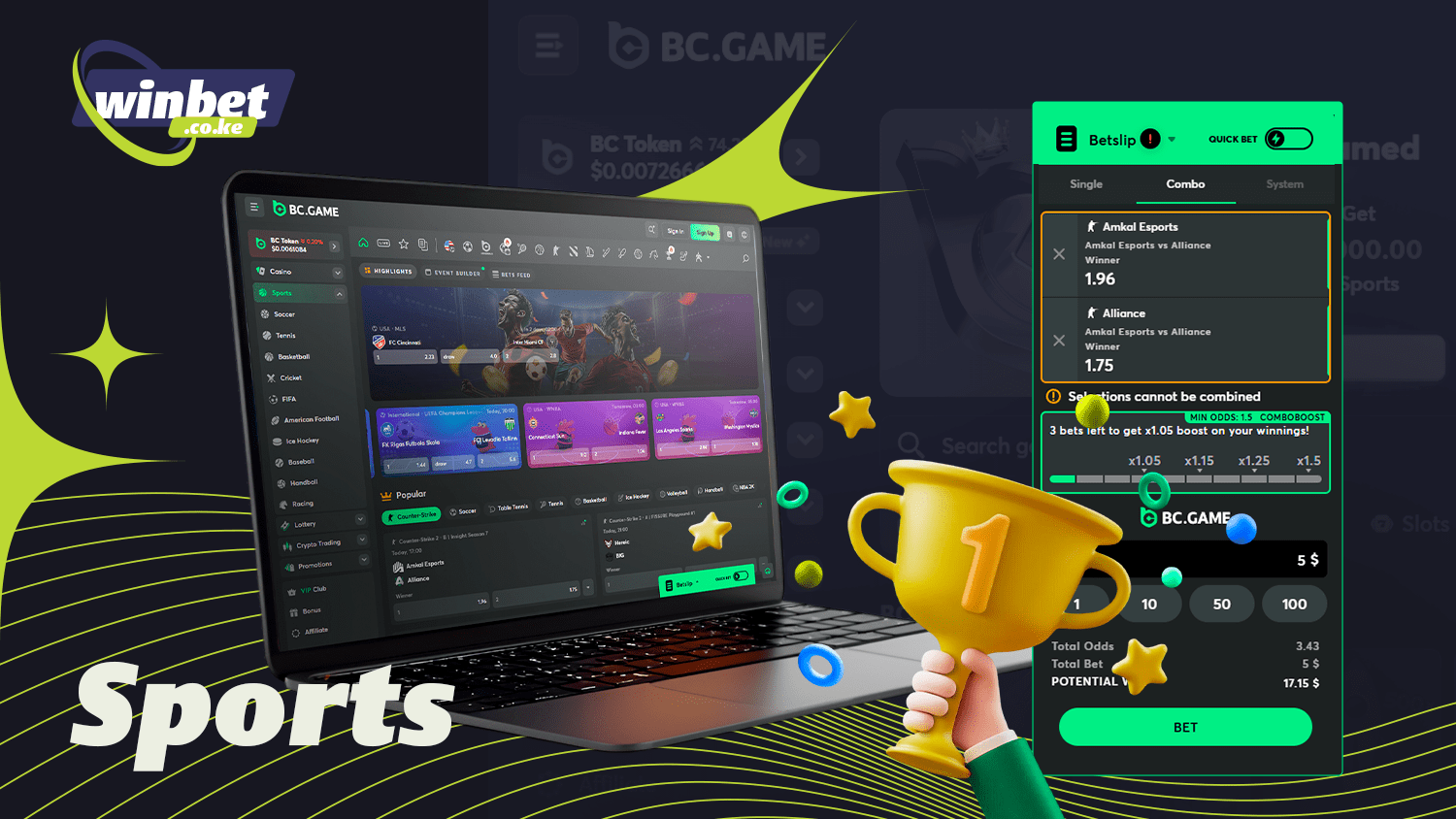The BC.Game website allows Kenyans to bet on sports