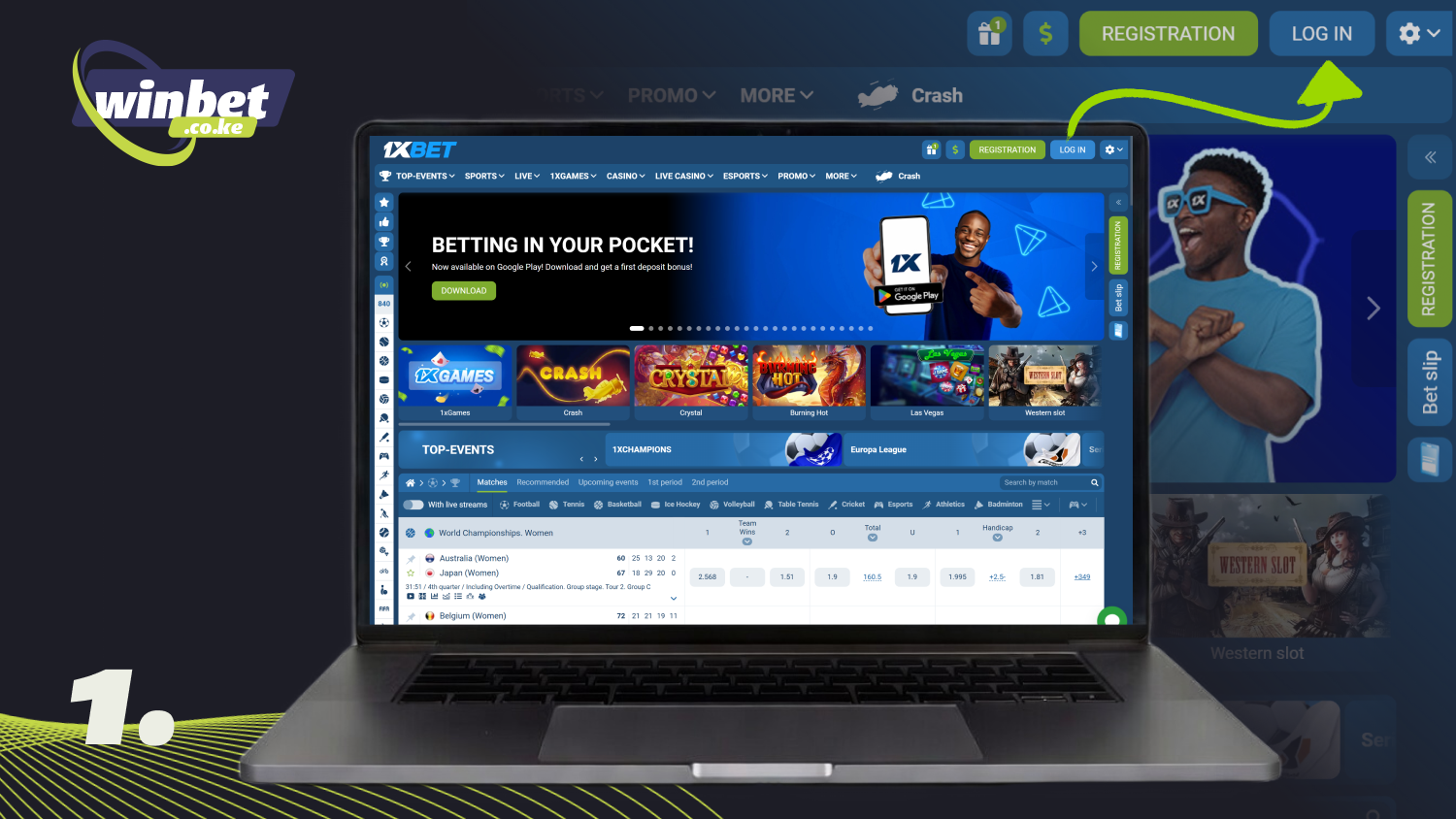 Open the 1xBet Kenya website and click on the Login button