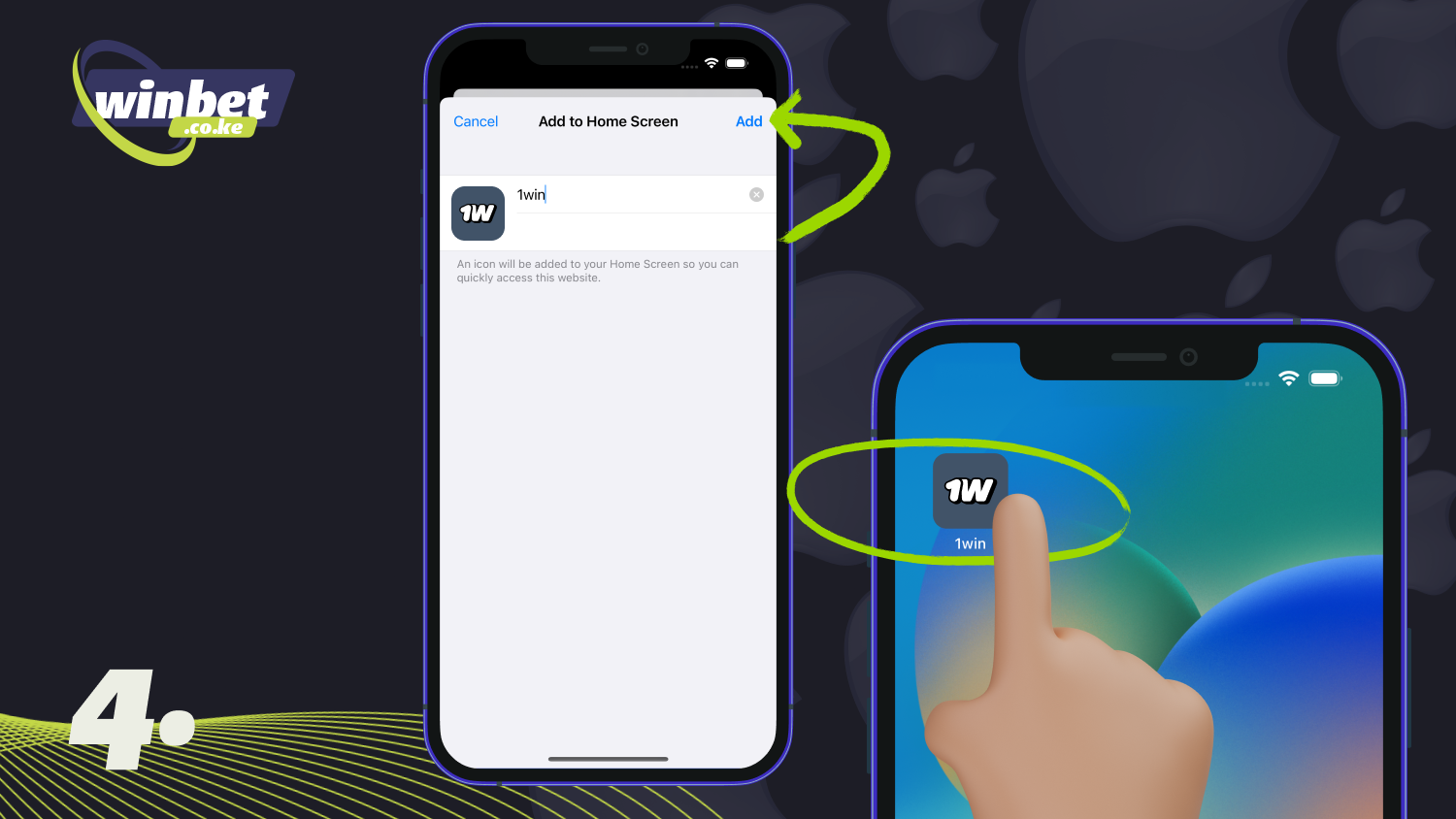 Confirm the action to download the 1win iOS app in Kenya