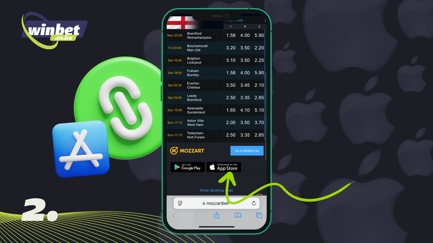 Go to the app page to download the Mozzartbet iOS app