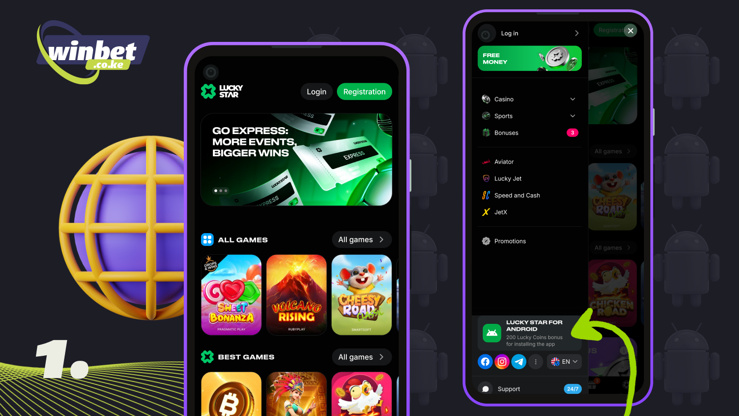 Visit the Lucky Star website in Kenya to download the Android app