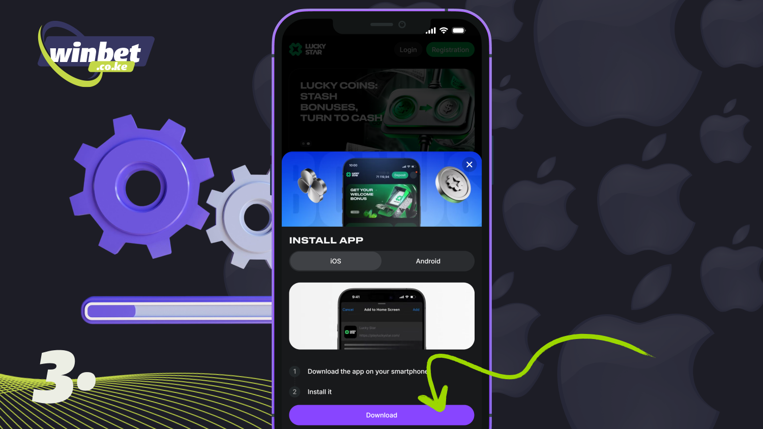 Tap the Install button to start downloading the Lucky Star app