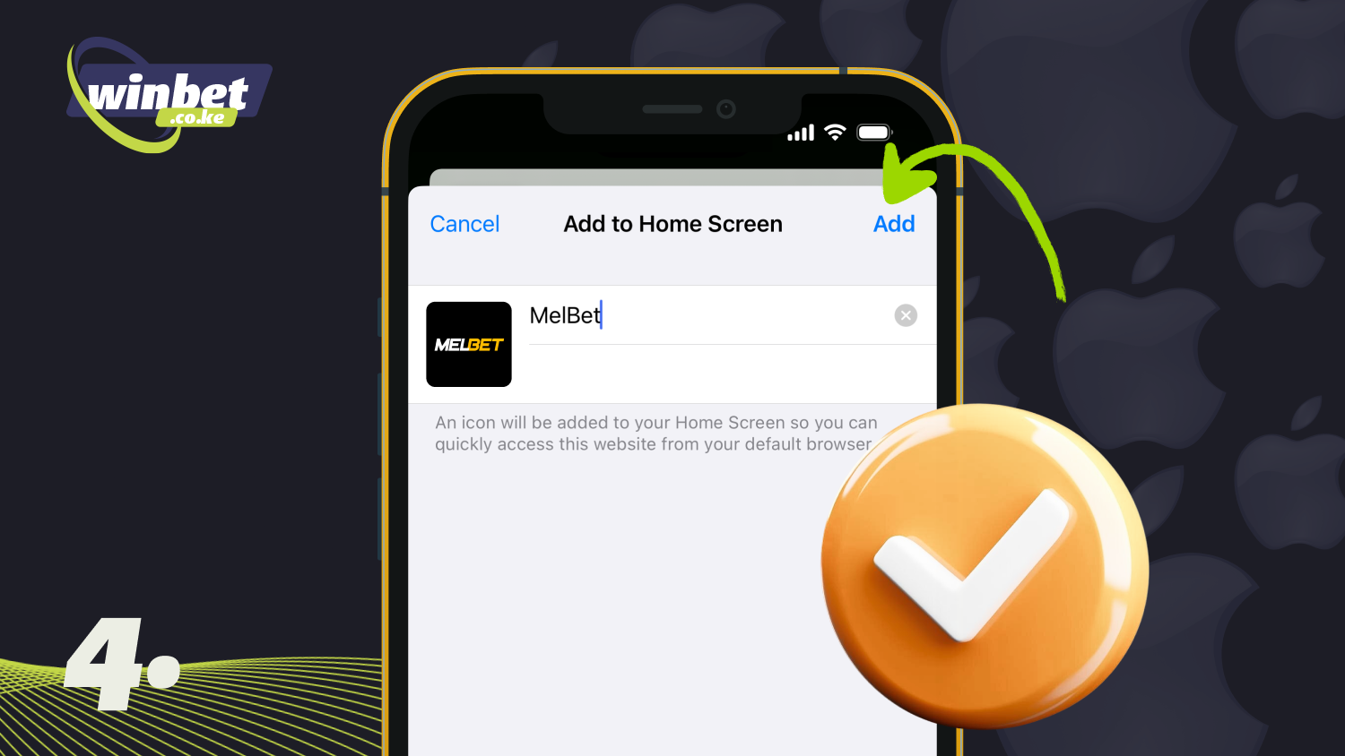 Tap the Add button to complete the Melbet iOS installation process