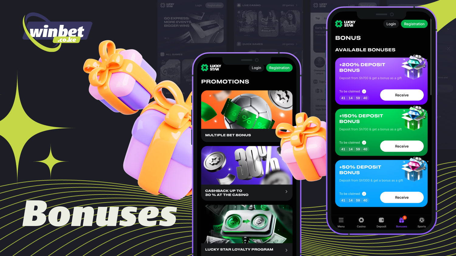 For users in Kenya, the Lucky Star app offers regularly updated mobile bonuses and promotions