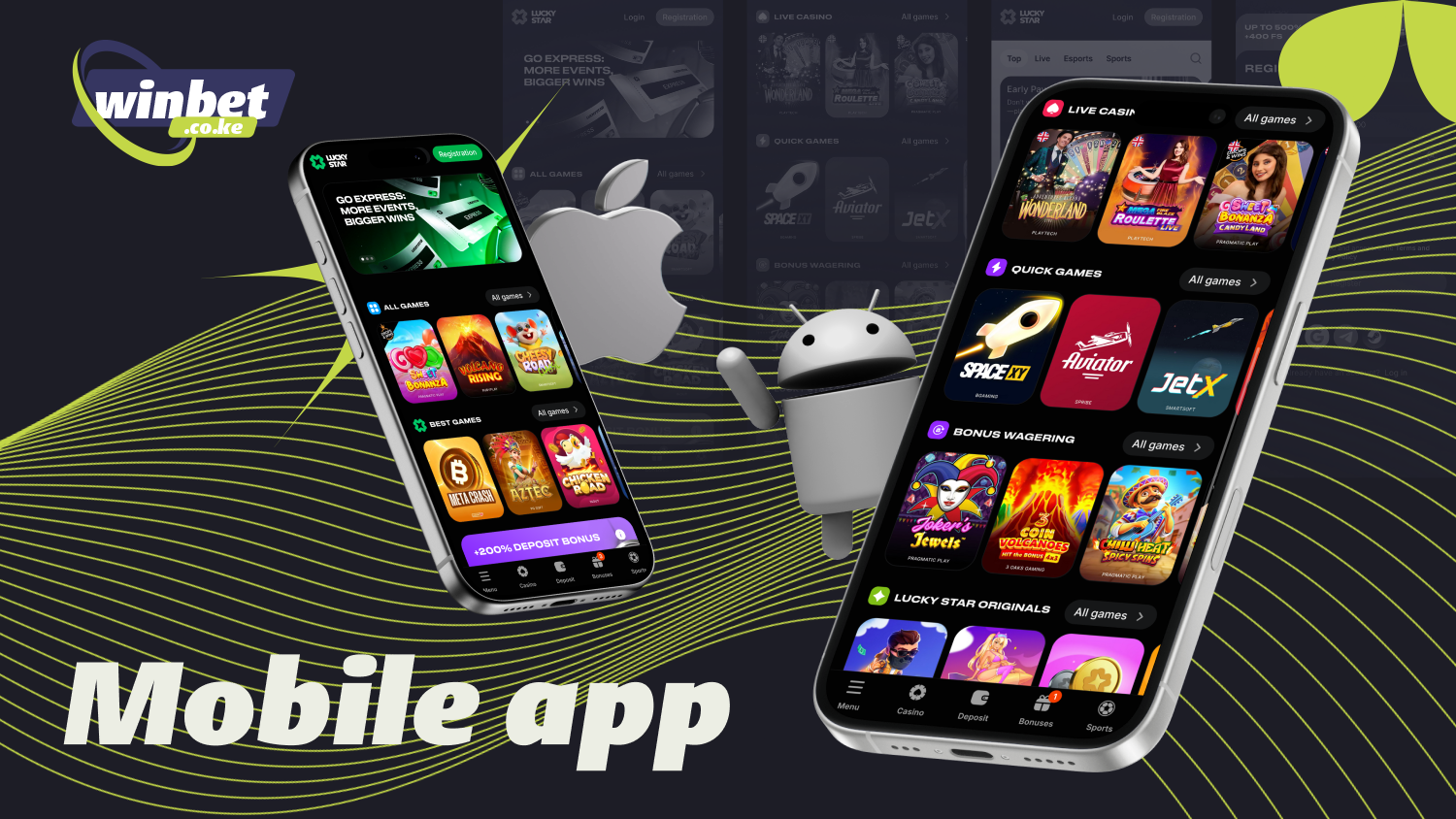 The Lucky Star mobile app for Android and iOS provides quick and convenient access to casino games and sports betting in Kenya