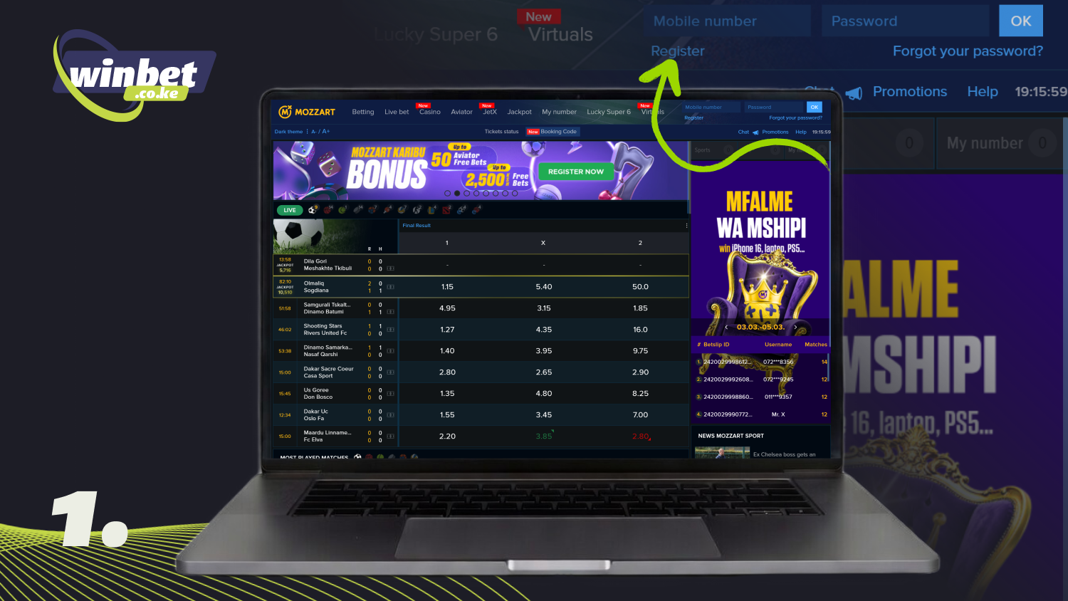 Open Mozzartbet Kenya and click on the registration button to create a new account