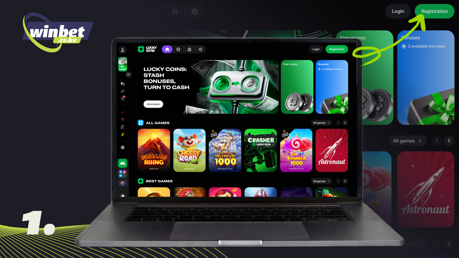 On the official Lucky Star Kenya website, click Sign Up to create an account