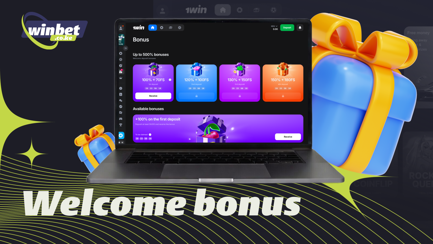 The 1win welcome bonus in Kenya offers up to 500% on deposits
