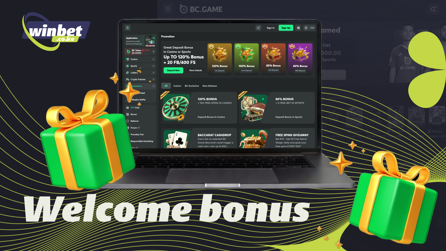 New BC Game players in Kenya receive a 380% welcome bonus on their first four deposits