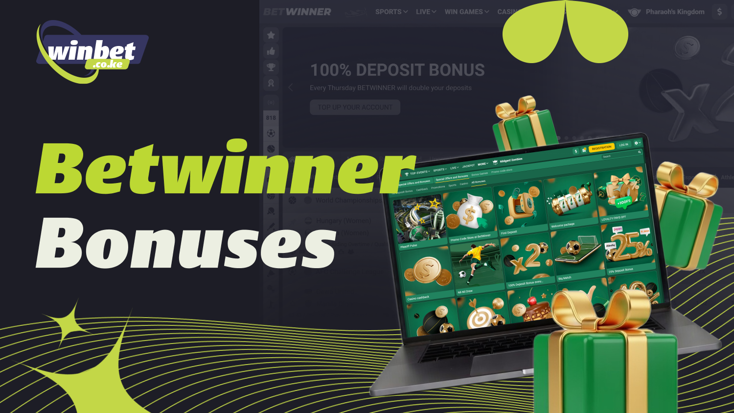 Betwinner offers players in Kenya a variety of casino and sports bonuses