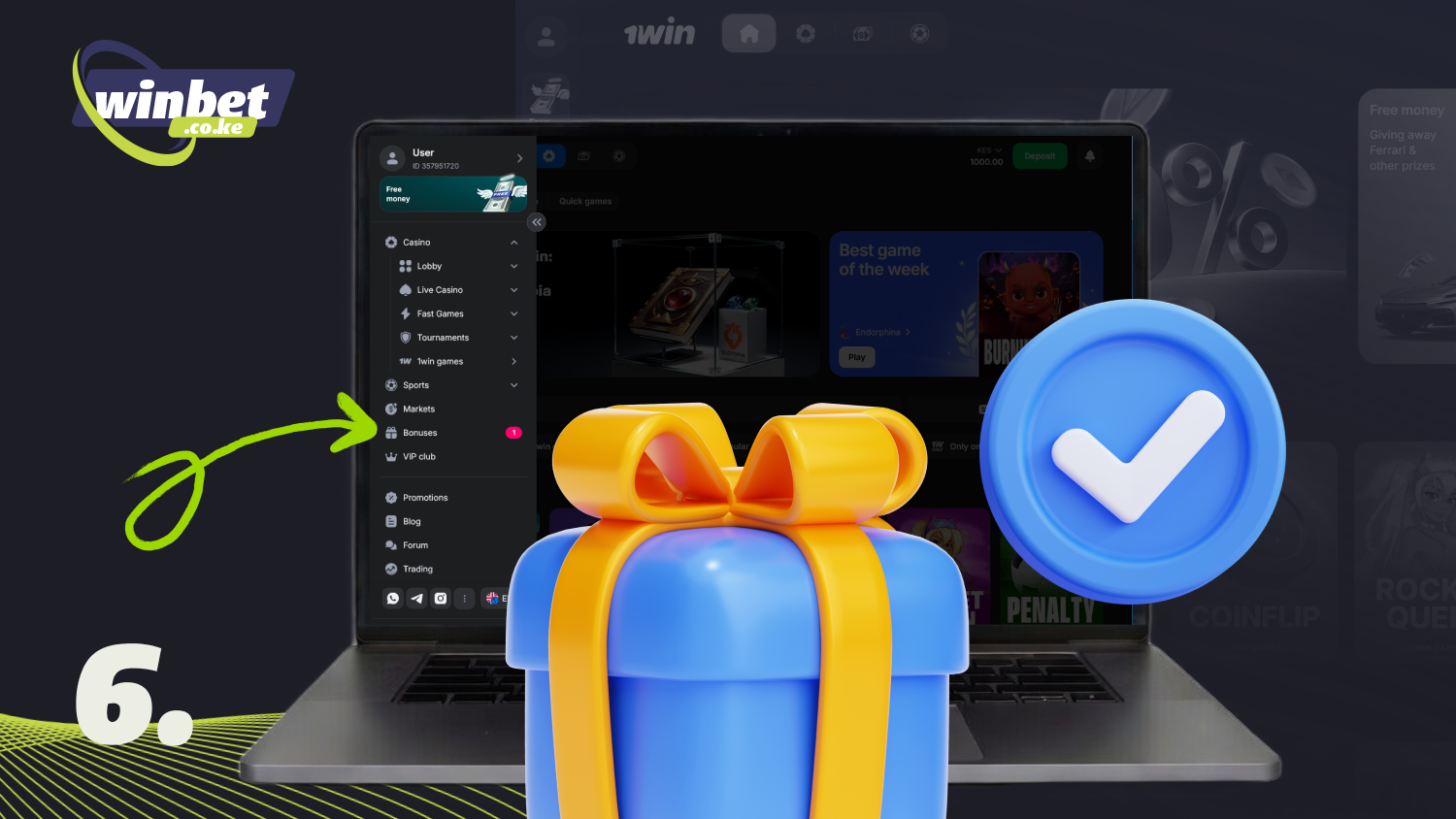 Track your progress in the 1win bonuses section