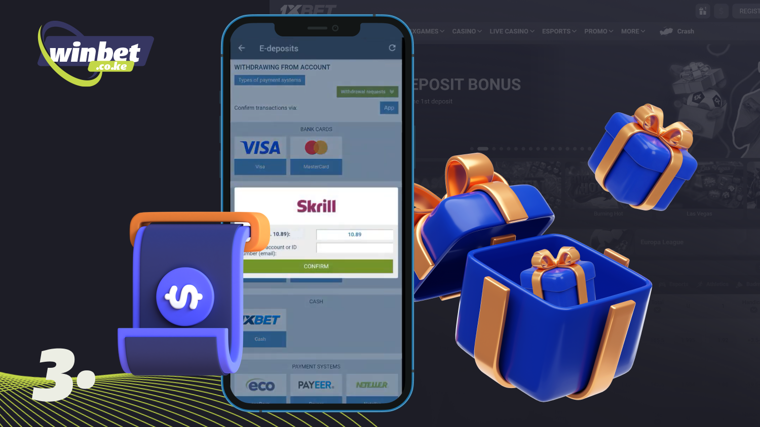 Withdraw your winnings after meeting the 1xBet bonus wagering requirements