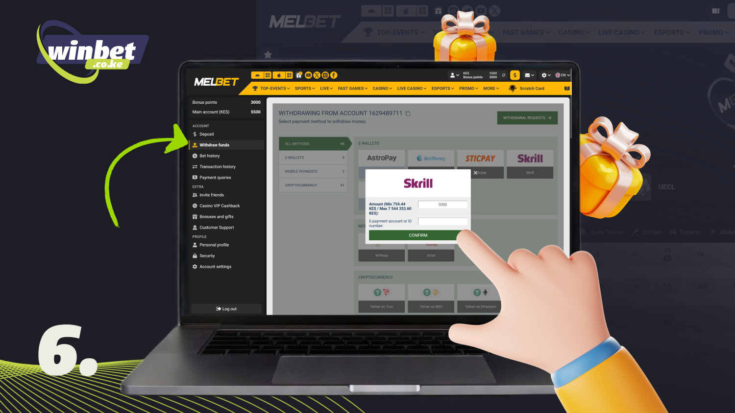 Withdraw your winnings from Melbet