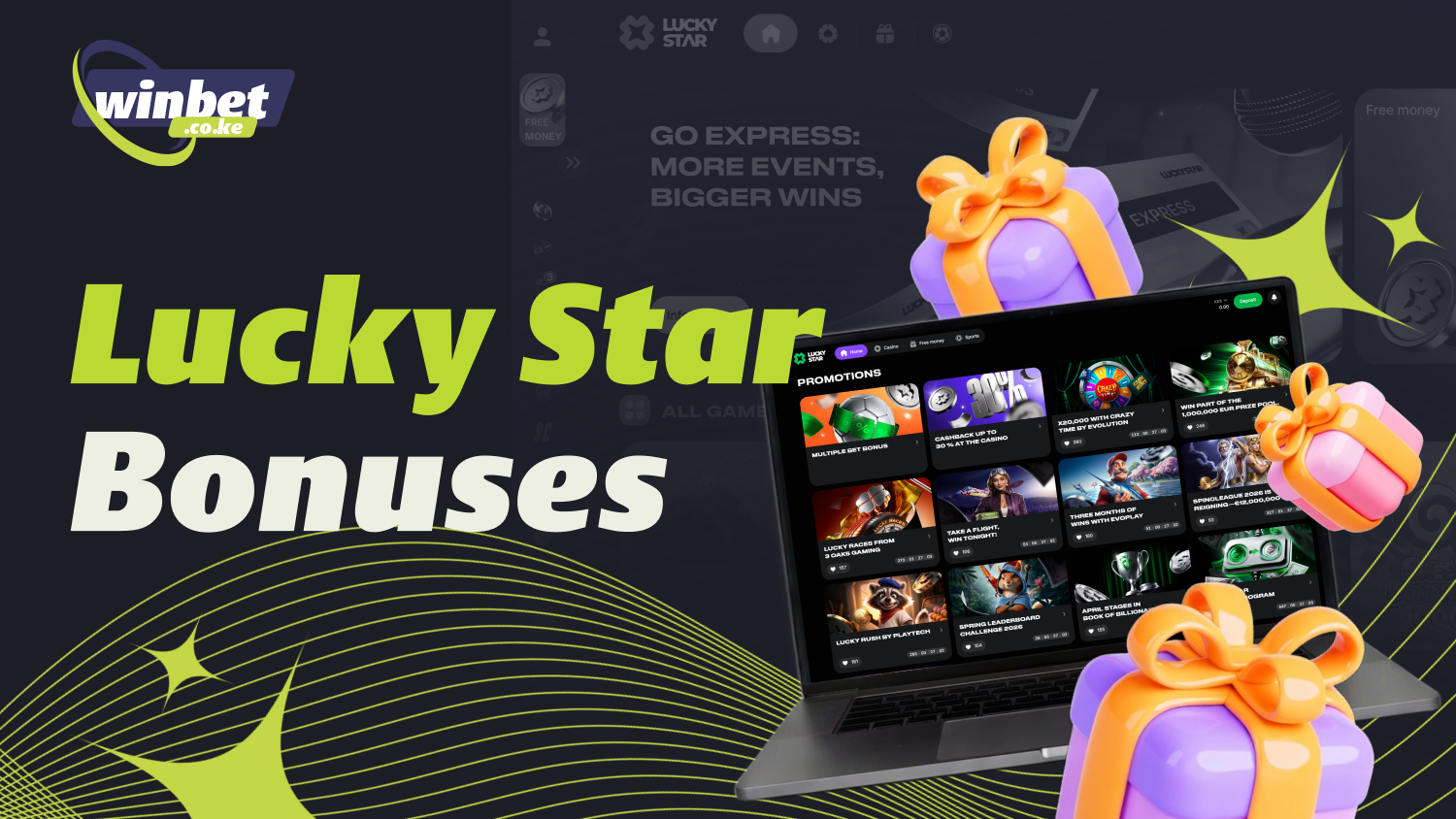 Lucky Star in Kenya offers a wide range of bonuses, including a welcome bonus, cashback, and more