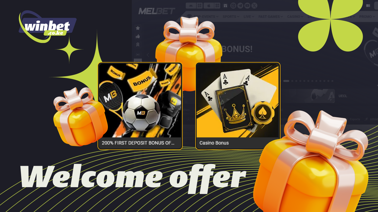 New Melbet players from Kenya can choose between a sports or casino welcome bonus