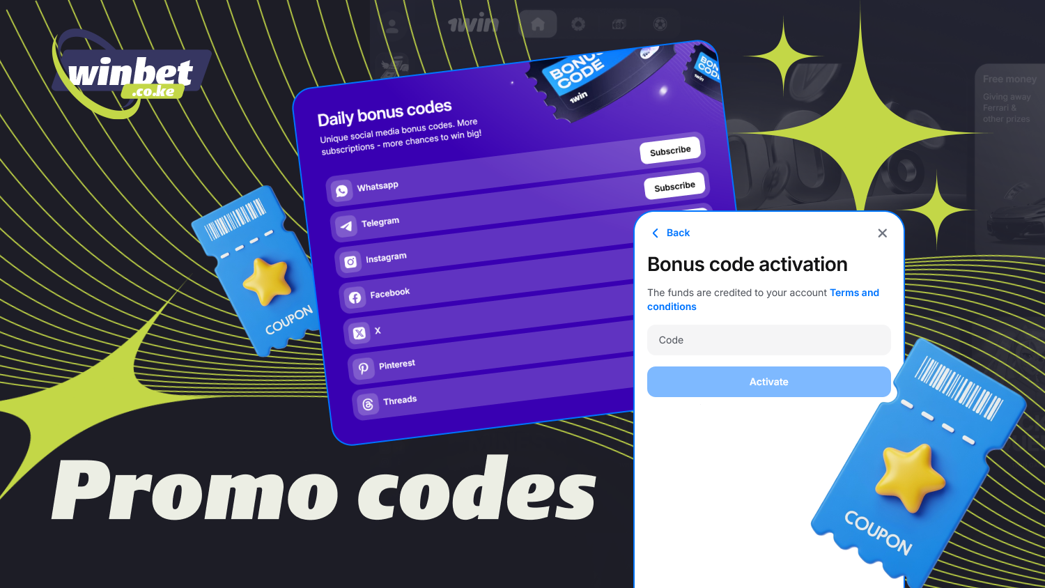 Players can find 1win promo codes through partners and social media