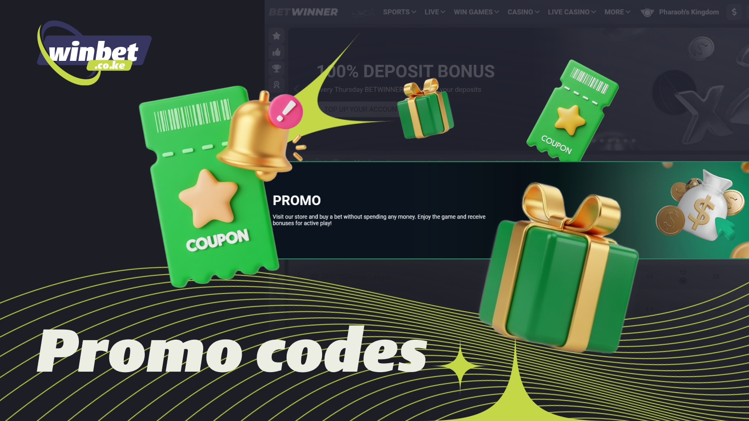 At Betwinner Kenya, promo codes can be redeemed during registration or through your account dashboard