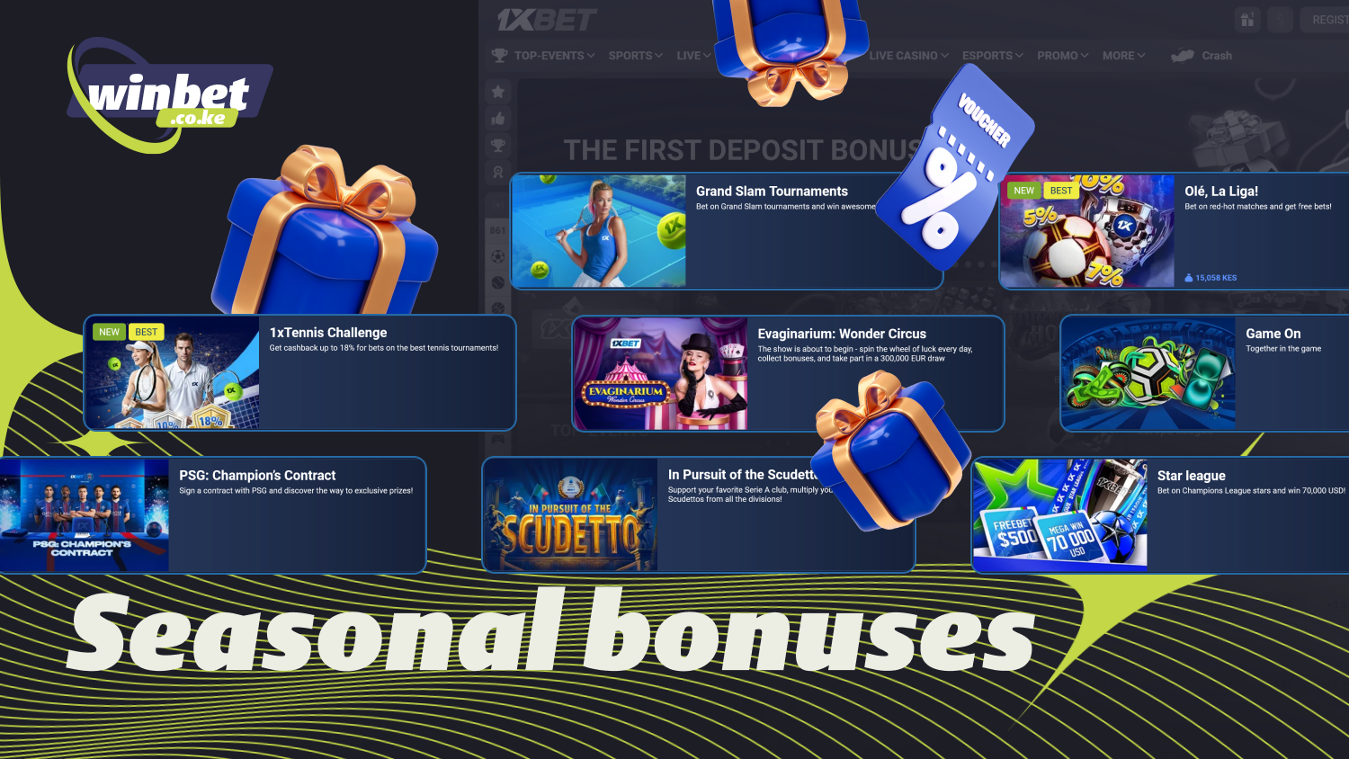 1xBet's seasonal promotions include promo codes, cashback, and enhanced odds during events and holidays